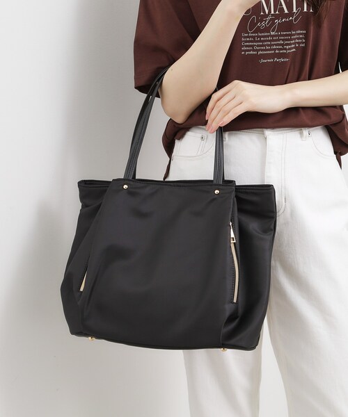 grove（グローブ）の「【撥水・A4】人間工学タック多収納トート（トートバッグ・レディース・ブラック/ライトグレー/ダークグレー・00）」の2枚目の写真