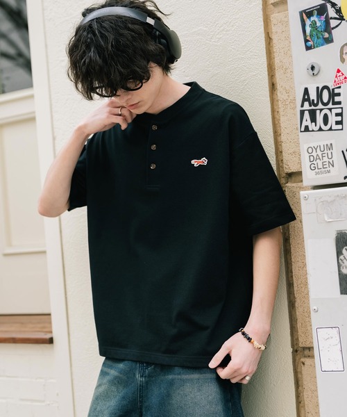 PENNEYS（ぺニーズ）の「PENNEYS 別注コラボFOXワッペン鹿の子ヘンリーネック半袖Tシャツ（Tシャツ/カットソー・メンズ・ブラック/ホワイト/ピンク/ネイビー/ベージュ・XL/L/M）」の13枚目の写真