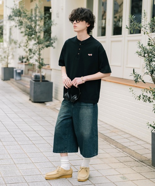 PENNEYS（ぺニーズ）の「PENNEYS 別注コラボFOXワッペン鹿の子ヘンリーネック半袖Tシャツ（Tシャツ/カットソー・メンズ・ブラック/ホワイト/ピンク/ネイビー/ベージュ・XL/L/M）」の16枚目の写真