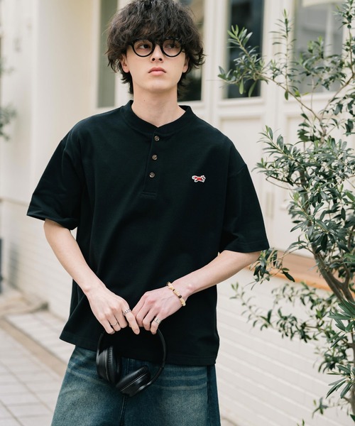 PENNEYS（ぺニーズ）の「PENNEYS 別注コラボFOXワッペン鹿の子ヘンリーネック半袖Tシャツ（Tシャツ/カットソー・メンズ・ブラック/ホワイト/ピンク/ネイビー/ベージュ・XL/L/M）」の17枚目の写真
