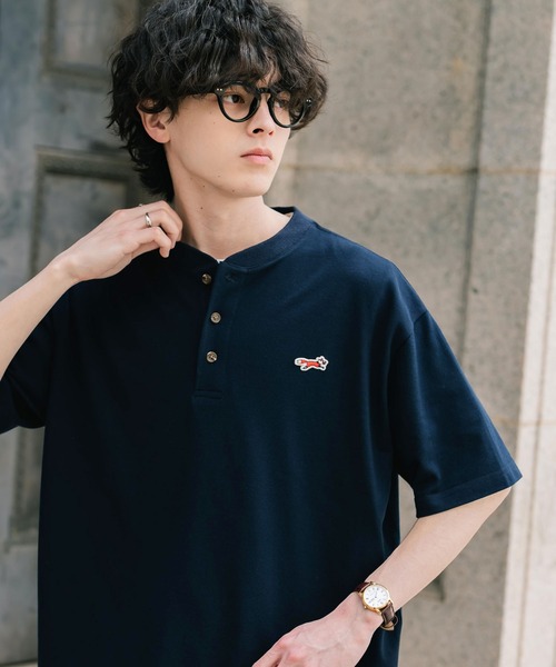 PENNEYS 別注コラボFOXワッペン鹿の子ヘンリーネック半袖Tシャツ（T