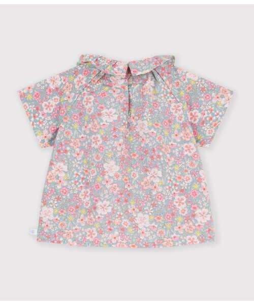 PETIT BATEAU(プチバトー)の「フラワープリント半袖ブラウス(シャツ/ブラウス・キッズ・ライトグリーン・12MONTH/18MONTH/24MONTH/36MONTH)」の2枚目の写真