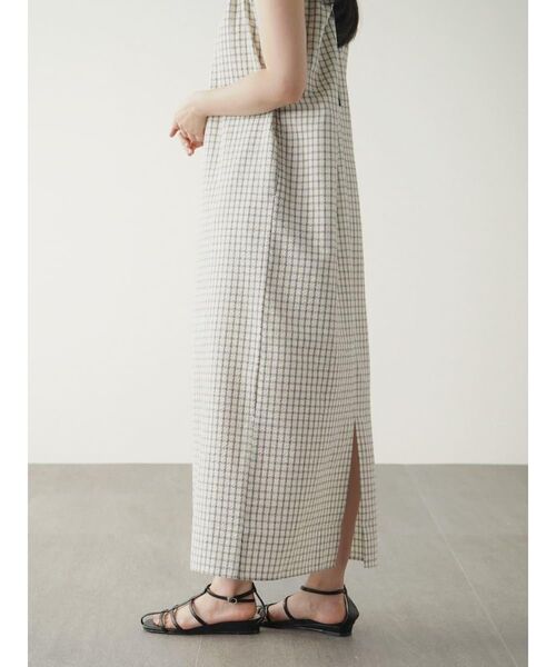 FIKA.(フィーカ)の「Seersucker check onepiece(ワンピース・レディース・ブラック/オフホワイト・MEDIUM)」の12枚目の写真