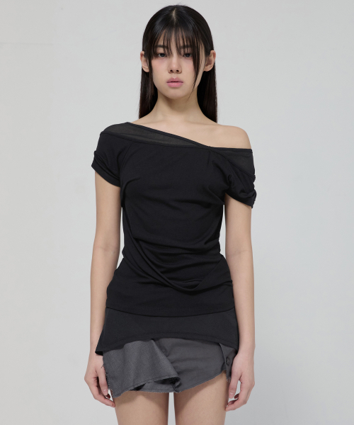 FLAREUP(フレアアップ)の「2-Layered Top (FL-141_Black)(Tシャツ/カットソー・レディース・ブラック・OS)」の1枚目の写真