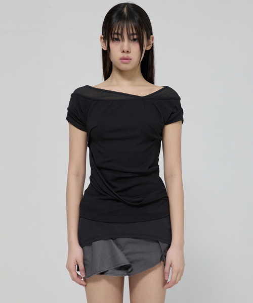 FLAREUP(フレアアップ)の「2-Layered Top (FL-141_Black)(Tシャツ/カットソー・レディース・ブラック・OS)」の2枚目の写真