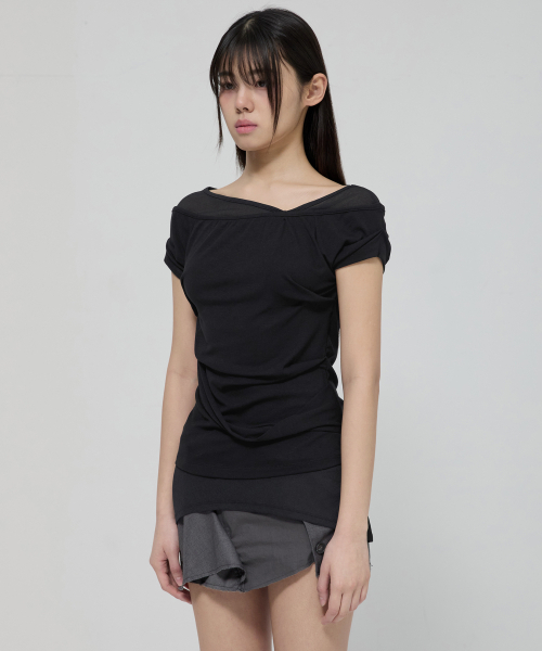FLAREUP(フレアアップ)の「2-Layered Top (FL-141_Black)(Tシャツ/カットソー・レディース・ブラック・OS)」の4枚目の写真