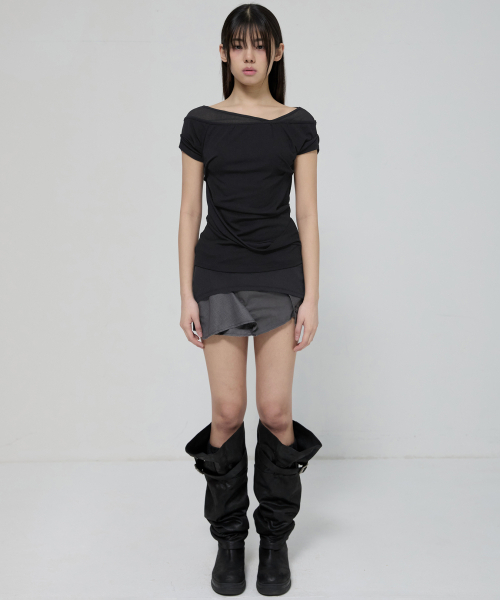 FLAREUP(フレアアップ)の「2-Layered Top (FL-141_Black)(Tシャツ/カットソー・レディース・ブラック・OS)」の7枚目の写真