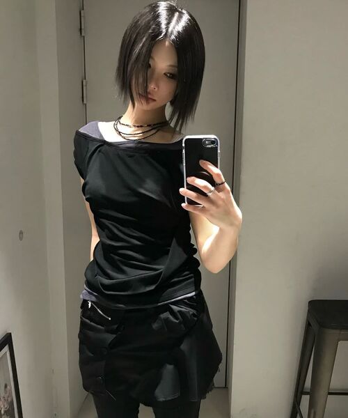 FLAREUP(フレアアップ)の「2-Layered Top (FL-141_Black)(Tシャツ/カットソー・レディース・ブラック・OS)」の13枚目の写真