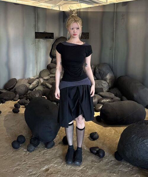 FLAREUP(フレアアップ)の「2-Layered Top (FL-141_Black)(Tシャツ/カットソー・レディース・ブラック・OS)」の14枚目の写真