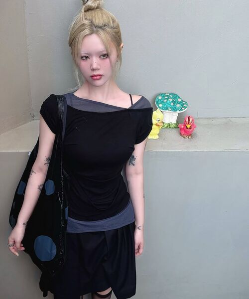 FLAREUP(フレアアップ)の「2-Layered Top (FL-141_Black)(Tシャツ/カットソー・レディース・ブラック・OS)」の15枚目の写真