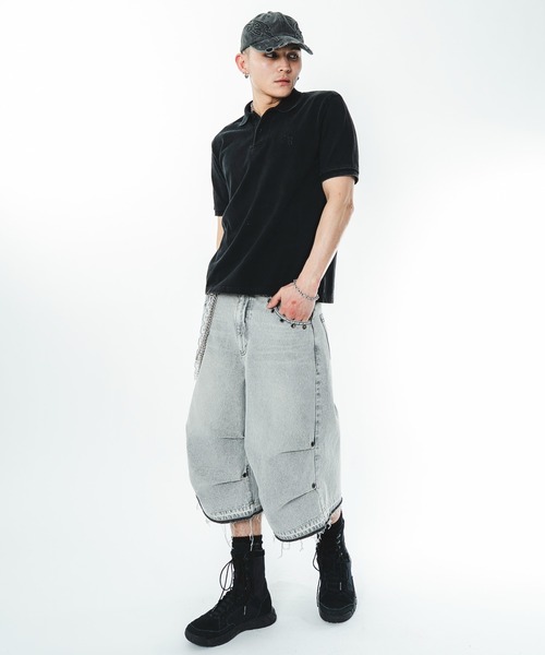 SHORT ROUND(ショートラウンド)の「SHORT ROUND/【26年春夏新作】ケミカルウォッシュポロシャツ(ポロシャツ・メンズ・グレー系その他/ブラック系その他・LARGE/MEDIUM)」の4枚目の写真