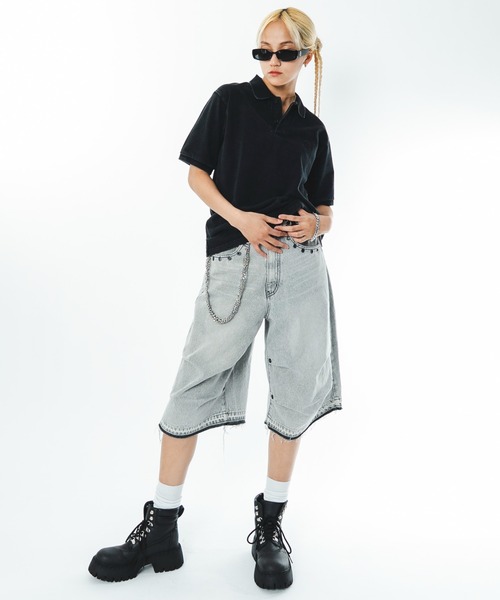 SHORT ROUND(ショートラウンド)の「SHORT ROUND/【26年春夏新作】ケミカルウォッシュポロシャツ(ポロシャツ・メンズ・グレー系その他/ブラック系その他・LARGE/MEDIUM)」の5枚目の写真