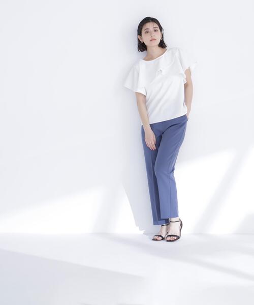 NATURAL BEAUTY BASIC(ナチュラルビューティーベーシック)の「カットジョーゼットトップス(Tシャツ/カットソー・レディース・ネイビー/ライトグリーン/オフホワイト・フリ-)」の9枚目の写真