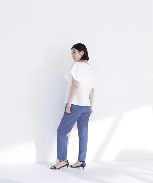 NATURAL BEAUTY BASIC(ナチュラルビューティーベーシック)の「カットジョーゼットトップス(Tシャツ/カットソー・レディース・ネイビー/ライトグリーン/オフホワイト・フリ-)」の11枚目の写真