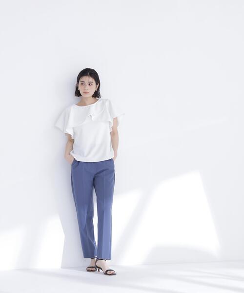 NATURAL BEAUTY BASIC(ナチュラルビューティーベーシック)の「カットジョーゼットトップス(Tシャツ/カットソー・レディース・ネイビー/ライトグリーン/オフホワイト・フリ-)」の15枚目の写真