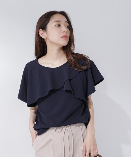 NATURAL BEAUTY BASIC(ナチュラルビューティーベーシック)の「カットジョーゼットトップス(Tシャツ/カットソー・レディース・ネイビー/ライトグリーン/オフホワイト・フリ-)」の21枚目の写真