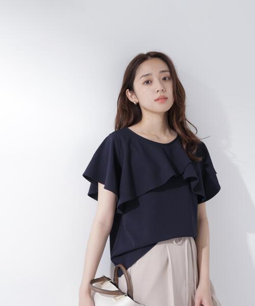 NATURAL BEAUTY BASIC(ナチュラルビューティーベーシック)の「カットジョーゼットトップス(Tシャツ/カットソー・レディース・ネイビー/ライトグリーン/オフホワイト・フリ-)」の19枚目の写真