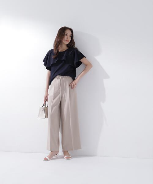 NATURAL BEAUTY BASIC(ナチュラルビューティーベーシック)の「カットジョーゼットトップス(Tシャツ/カットソー・レディース・ネイビー/ライトグリーン/オフホワイト・フリ-)」の20枚目の写真