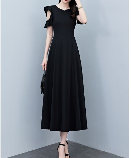 LUCPY(ラクピー)の「フリルスリーブロングワンピース(ワンピース・レディース・ブラック・XX-LARGE/X-LARGE/LARGE/MEDIUM)」の3枚目の写真