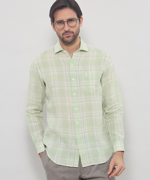 MACKINTOSH LONDON(マッキントッシュ ロンドン)の「リネンチェックワイドカラーシャツ(シャツ/ブラウス・メンズ・グリーン系その他/ブルー系その他2・M/XL/L)」の2枚目の写真