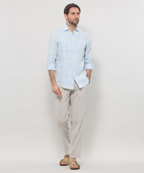 MACKINTOSH LONDON(マッキントッシュ ロンドン)の「リネンチェックワイドカラーシャツ(シャツ/ブラウス・メンズ・グリーン系その他/ブルー系その他2・M/XL/L)」の3枚目の写真