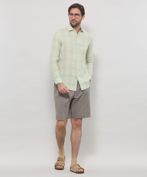 MACKINTOSH LONDON(マッキントッシュ ロンドン)の「リネンチェックワイドカラーシャツ(シャツ/ブラウス・メンズ・グリーン系その他/ブルー系その他2・M/XL/L)」の4枚目の写真