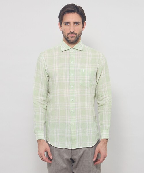 MACKINTOSH LONDON(マッキントッシュ ロンドン)の「リネンチェックワイドカラーシャツ(シャツ/ブラウス・メンズ・グリーン系その他/ブルー系その他2・M/XL/L)」の5枚目の写真