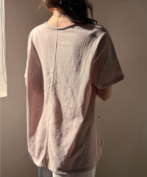 yuue' ( wear )(ユーイ)の「Vネックルーズ半袖Tシャツ/スラブライクTシャツ(Tシャツ/カットソー・レディース・ブラック/ピンク/ホワイト・FREE)」の4枚目の写真