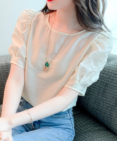 AMAJI(アマジ)の「半袖トップス ゆったりシルエット(Tシャツ/カットソー・レディース・ホワイト・SMALL/MEDIUM/LARGE/X-LARGE)」の2枚目の写真