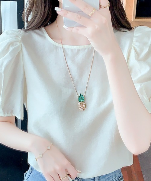 AMAJI(アマジ)の「半袖トップス ゆったりシルエット(Tシャツ/カットソー・レディース・ホワイト・SMALL/MEDIUM/LARGE/X-LARGE)」の5枚目の写真