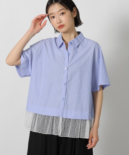 LAKOLE(ラコレ)の「<多機能ウェア>ヘムレースドッキングシャツ / 657250(シャツ/ブラウス・レディース・ブラック/オフホワイト/ブルー・FREE)」の3枚目の写真