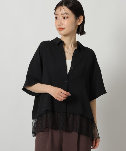 LAKOLE(ラコレ)の「<多機能ウェア>ヘムレースドッキングシャツ / 657250(シャツ/ブラウス・レディース・ブラック/オフホワイト/ブルー・FREE)」の5枚目の写真
