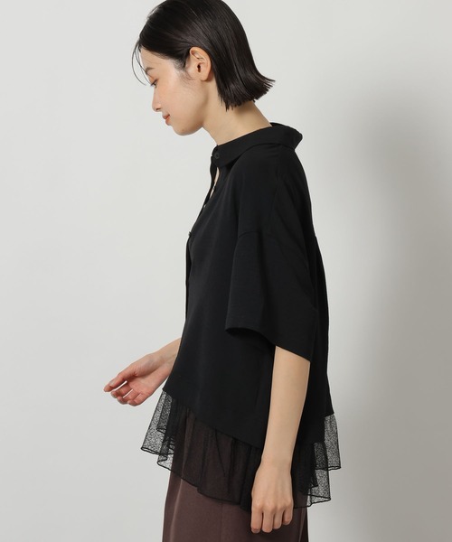 LAKOLE(ラコレ)の「<多機能ウェア>ヘムレースドッキングシャツ / 657250(シャツ/ブラウス・レディース・ブラック/オフホワイト/ブルー・FREE)」の6枚目の写真