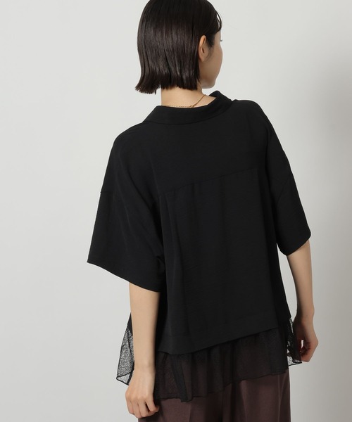 LAKOLE(ラコレ)の「<多機能ウェア>ヘムレースドッキングシャツ / 657250(シャツ/ブラウス・レディース・ブラック/オフホワイト/ブルー・FREE)」の7枚目の写真