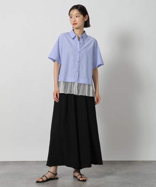 LAKOLE(ラコレ)の「<多機能ウェア>ヘムレースドッキングシャツ / 657250(シャツ/ブラウス・レディース・ブラック/オフホワイト/ブルー・FREE)」の8枚目の写真