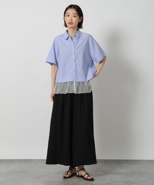 LAKOLE(ラコレ)の「<多機能ウェア>ヘムレースドッキングシャツ / 657250(シャツ/ブラウス・レディース・ブラック/オフホワイト/ブルー・FREE)」の9枚目の写真