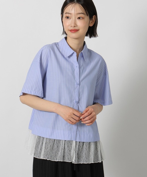 LAKOLE(ラコレ)の「<多機能ウェア>ヘムレースドッキングシャツ / 657250(シャツ/ブラウス・レディース・ブラック/オフホワイト/ブルー・FREE)」の10枚目の写真