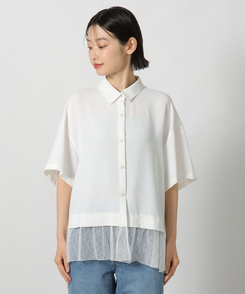 LAKOLE(ラコレ)の「<多機能ウェア>ヘムレースドッキングシャツ / 657250(シャツ/ブラウス・レディース・ブラック/オフホワイト/ブルー・FREE)」の11枚目の写真