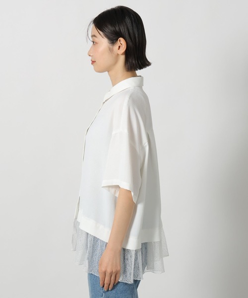 LAKOLE(ラコレ)の「<多機能ウェア>ヘムレースドッキングシャツ / 657250(シャツ/ブラウス・レディース・ブラック/オフホワイト/ブルー・FREE)」の12枚目の写真