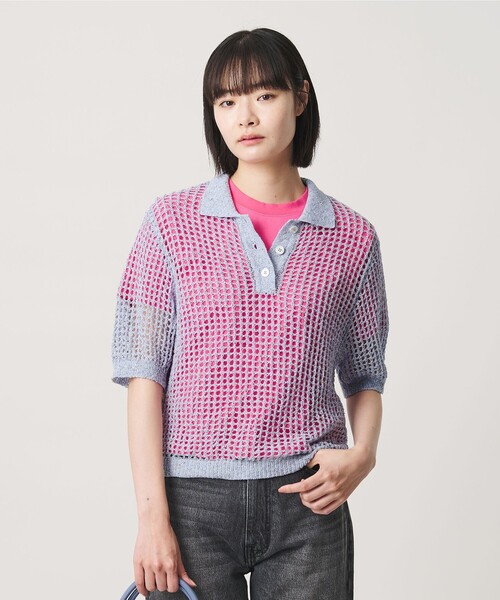 美品24SS DIOR × PARLEY メッシュ ニット ポロシャツ803P▲ NICE WEATHER＞メッシュ ショートスリーブ ポロシャツ（ニット