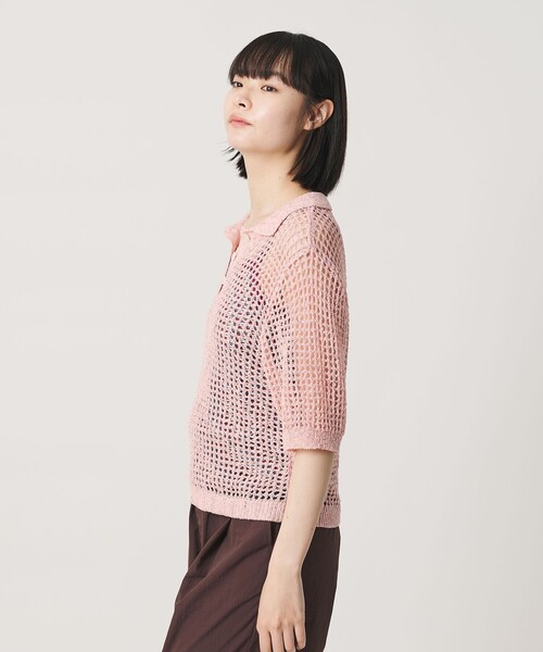 NICE WEATHER(ナイスウェザー)の「<NICE WEATHER>メッシュ ショートスリーブ ポロシャツ(ニット/セーター・レディース・ライトピンク/ライトブルー・FREE)」の14枚目の写真