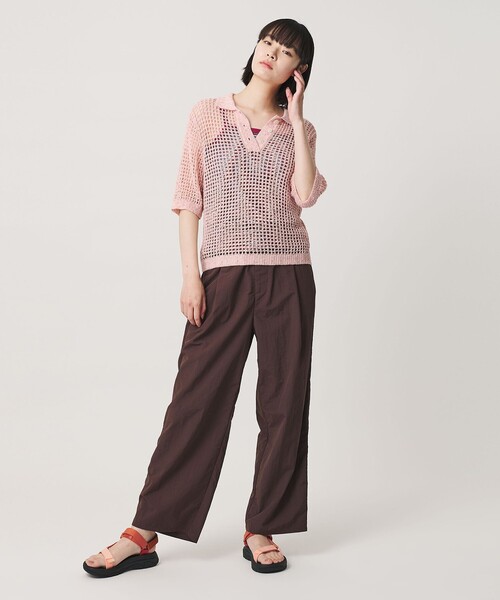 NICE WEATHER(ナイスウェザー)の「<NICE WEATHER>メッシュ ショートスリーブ ポロシャツ(ニット/セーター・レディース・ライトピンク/ライトブルー・FREE)」の15枚目の写真