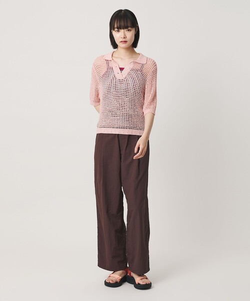 NICE WEATHER(ナイスウェザー)の「<NICE WEATHER>メッシュ ショートスリーブ ポロシャツ(ニット/セーター・レディース・ライトピンク/ライトブルー・FREE)」の16枚目の写真