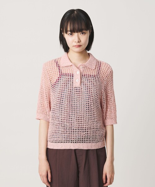 NICE WEATHER(ナイスウェザー)の「<NICE WEATHER>メッシュ ショートスリーブ ポロシャツ(ニット/セーター・レディース・ライトピンク/ライトブルー・FREE)」の19枚目の写真