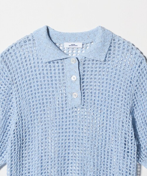 NICE WEATHER(ナイスウェザー)の「<NICE WEATHER>メッシュ ショートスリーブ ポロシャツ(ニット/セーター・レディース・ライトピンク/ライトブルー・FREE)」の4枚目の写真