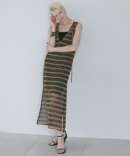 BAYFLOW(ベイフロー)の「【EF(エフ)】ジオメトリックワンピース(WOMEN)(ワンピース・レディース・ブラウン/オフホワイト・FREE)」の16枚目の写真