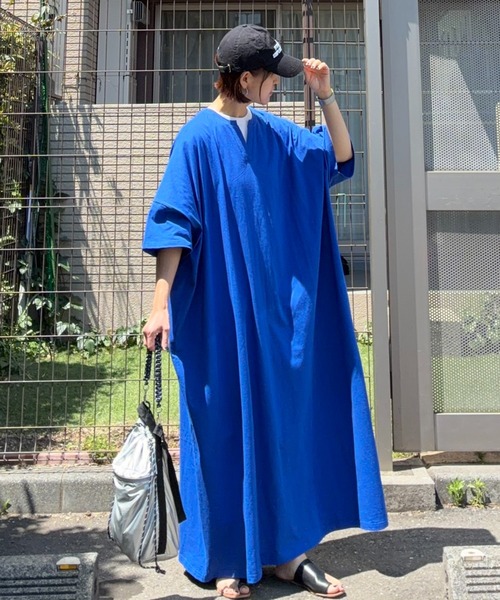notch.（ノッチ）の「【notch. by KR 】キーネック半袖ビッグワンピース（ワンピース・レディース・ダークグレー/ブラック/ブルー・M/TM）」の3枚目の写真