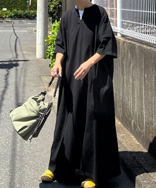 notch.（ノッチ）の「【notch. by KR 】キーネック半袖ビッグワンピース（ワンピース・レディース・ダークグレー/ブラック/ブルー・M/TM）」の4枚目の写真