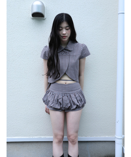 UGLY SHADOW（アグリーシャドウ）の「CHECKERED PUMPKIN SKIRT PANTS(BROWN)（その他パンツ・レディース・その他・SMALL/MEDIUM）」の2枚目の写真