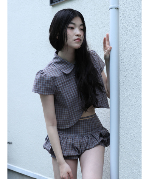 UGLY SHADOW（アグリーシャドウ）の「CHECKERED PUMPKIN SKIRT PANTS(BROWN)（その他パンツ・レディース・その他・SMALL/MEDIUM）」の3枚目の写真